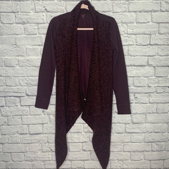 NWOT Prana Demure Eggplant Knit Open Front Draped Cardigan - Picture 4 of 15